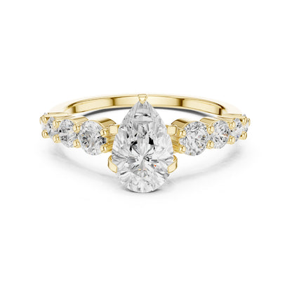 Pear Accented Lab Grown Diamond Engagement Ring