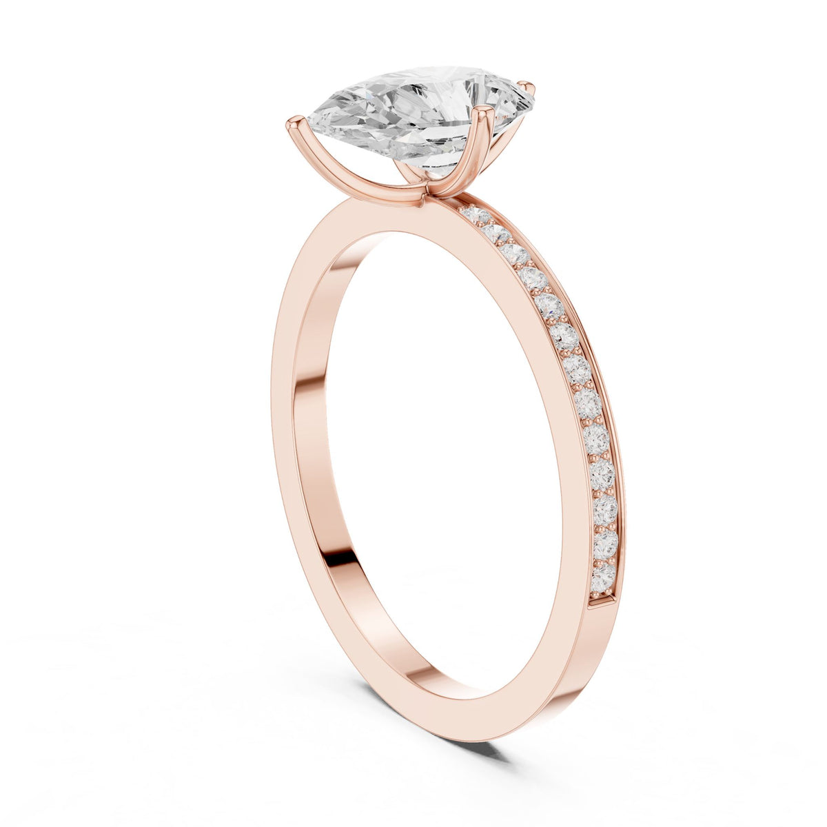 Pear Accented Lab Grown Diamond Engagement Ring