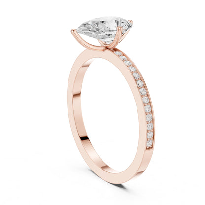 Pear Accented Lab Grown Diamond Engagement Ring