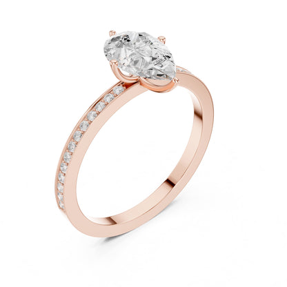 Pear Accented Lab Grown Diamond Engagement Ring
