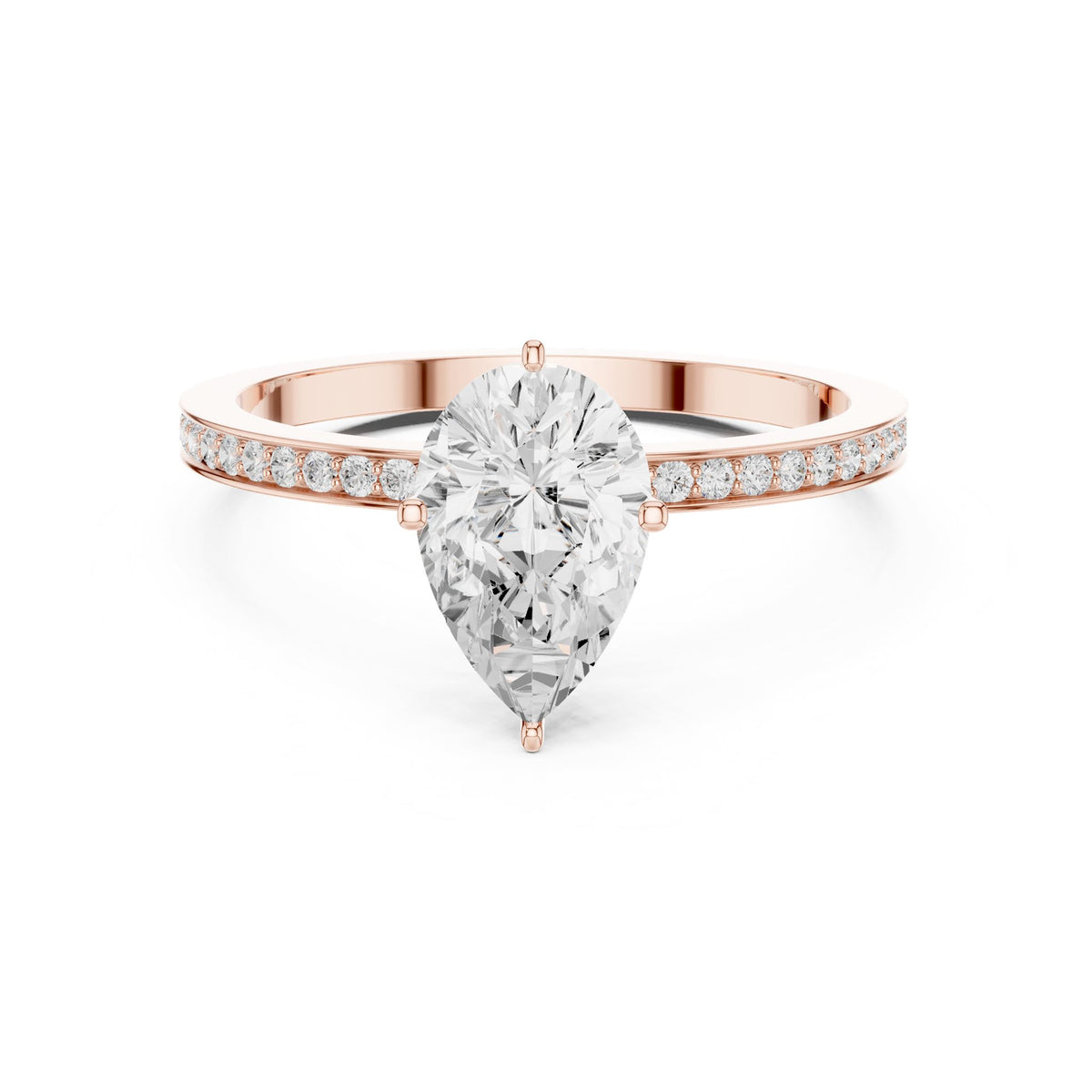 Pear Accented Lab Grown Diamond Engagement Ring