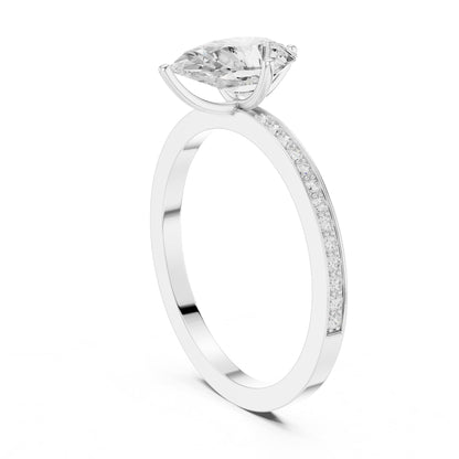 Pear Accented Lab Grown Diamond Engagement Ring