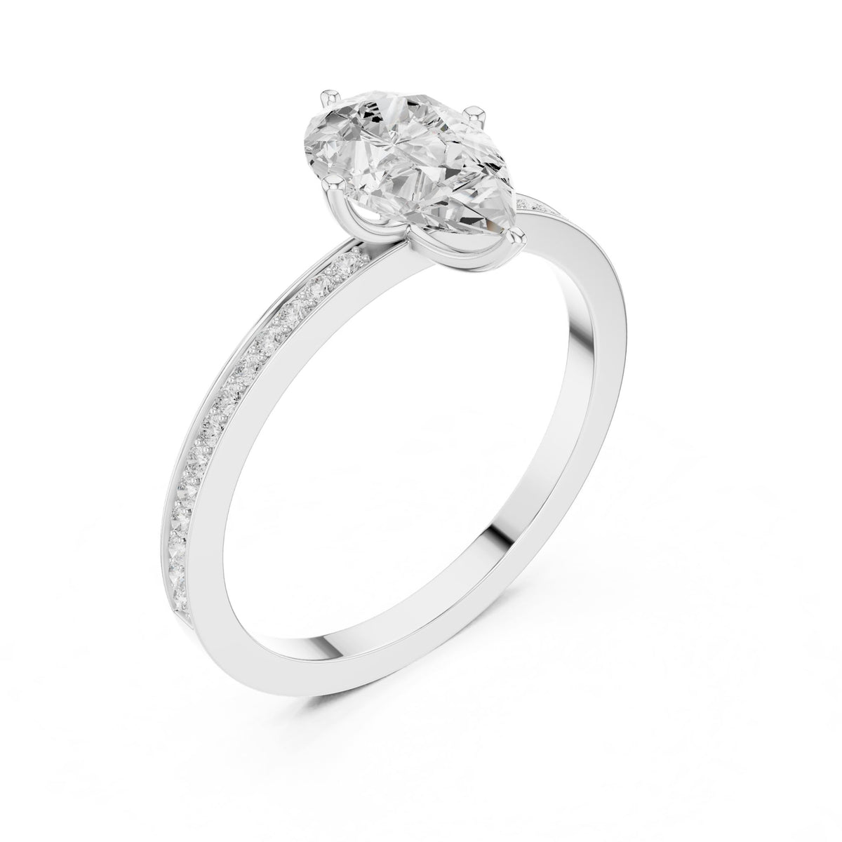 Pear Accented Lab Grown Diamond Engagement Ring