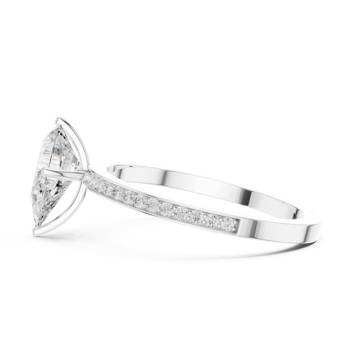 Pear Accented Lab Grown Diamond Engagement Ring