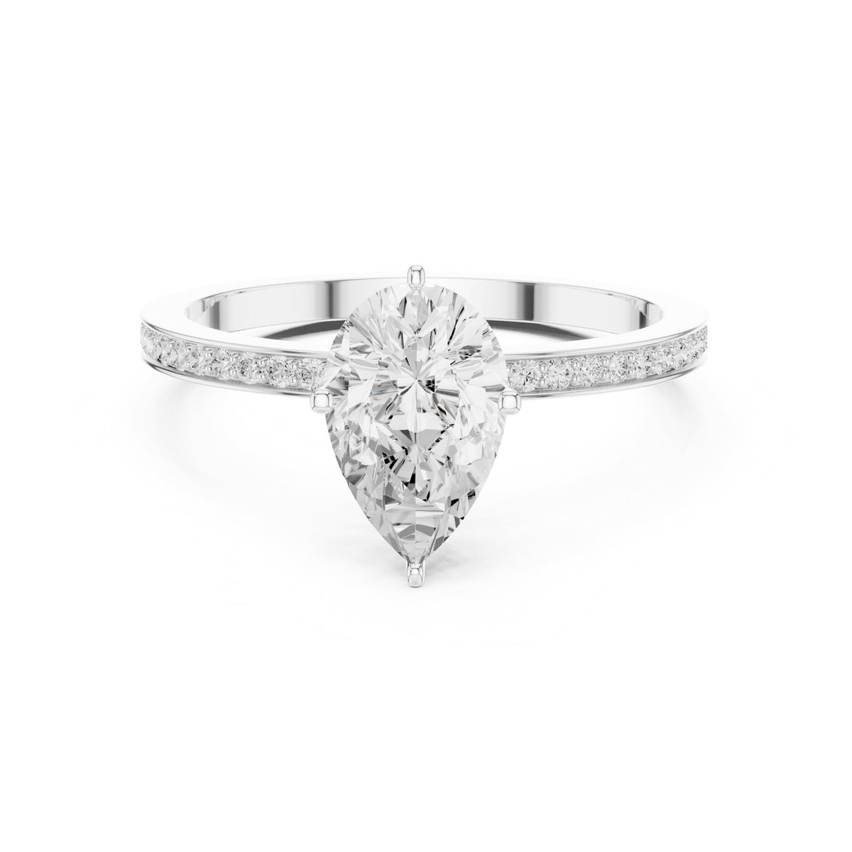Pear Accented Lab Grown Diamond Engagement Ring