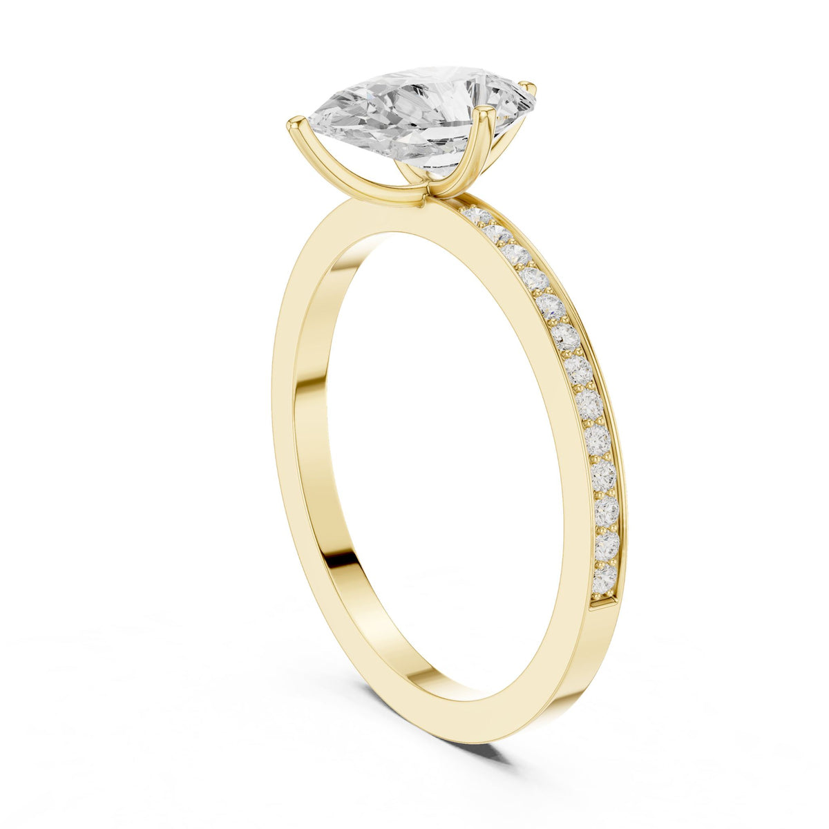 Pear Accented Lab Grown Diamond Engagement Ring
