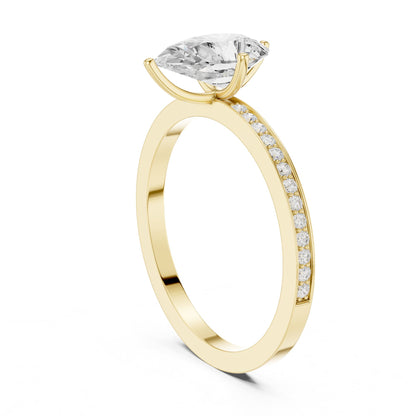Pear Accented Lab Grown Diamond Engagement Ring