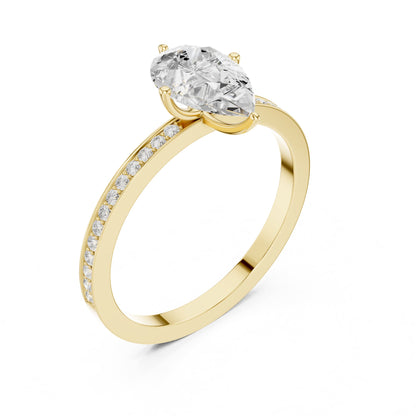 Pear Accented Lab Grown Diamond Engagement Ring