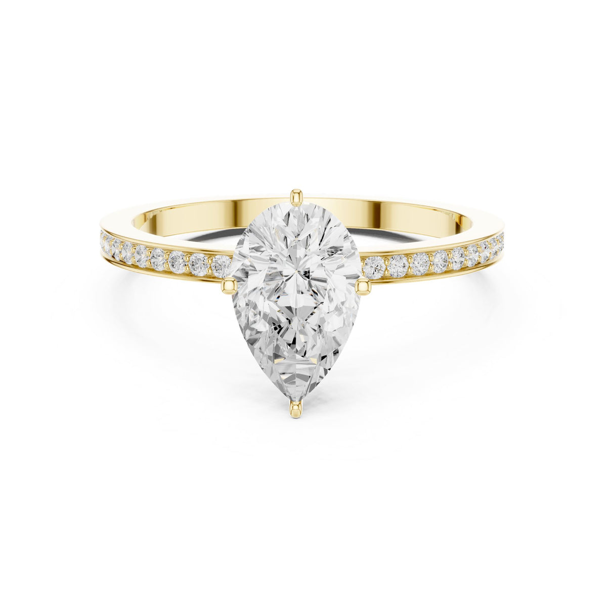 Pear Accented Lab Grown Diamond Engagement Ring
