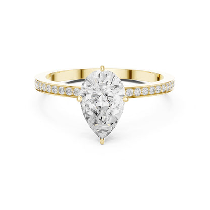 Pear Accented Lab Grown Diamond Engagement Ring