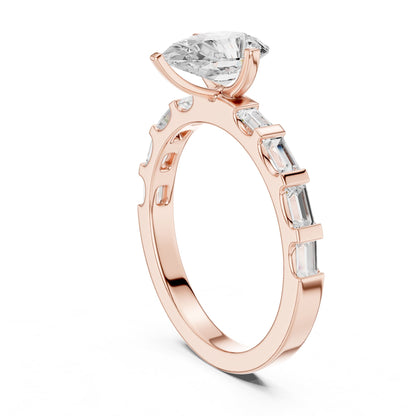 Pear Accented Lab Grown Diamond Engagement Ring