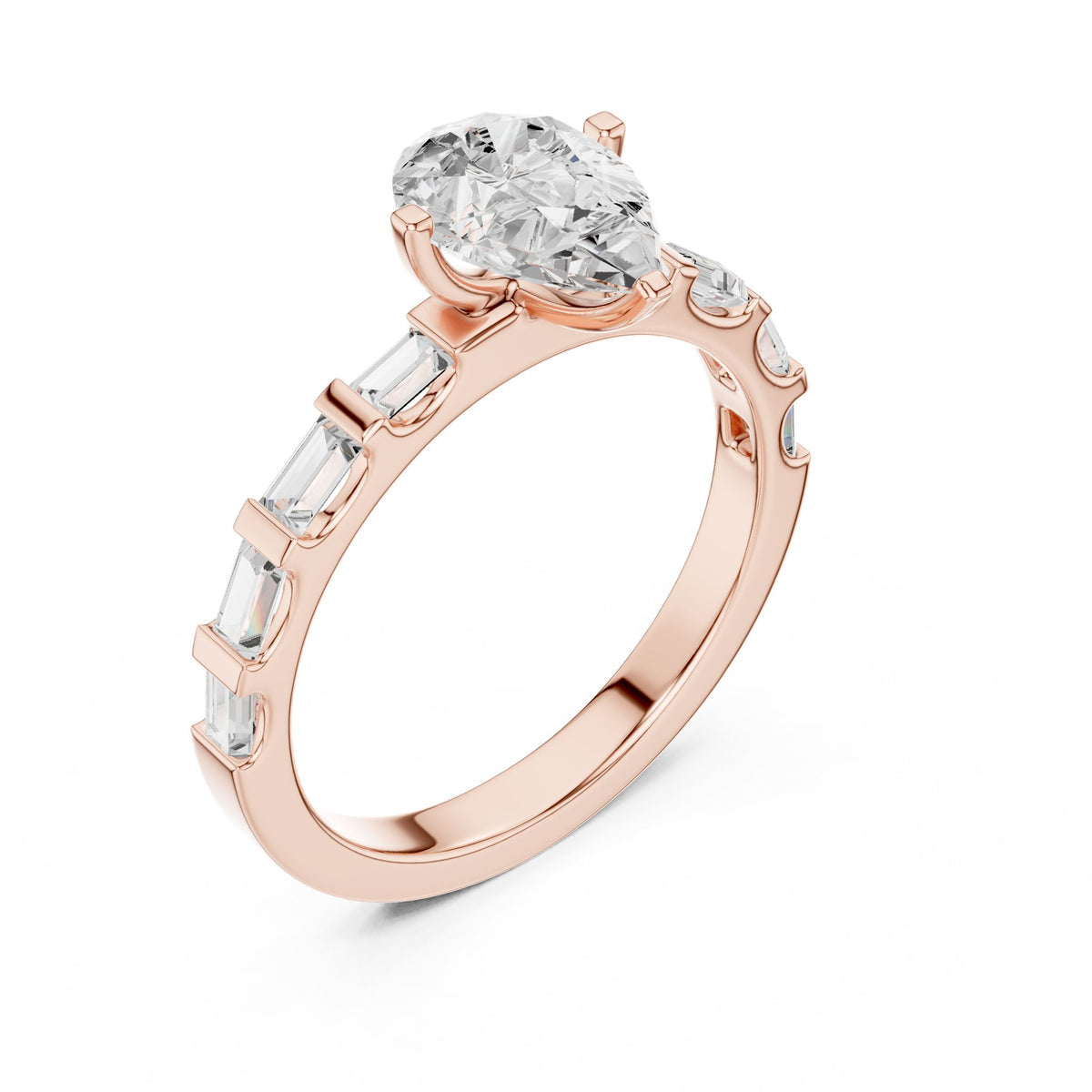 Pear Accented Lab Grown Diamond Engagement Ring