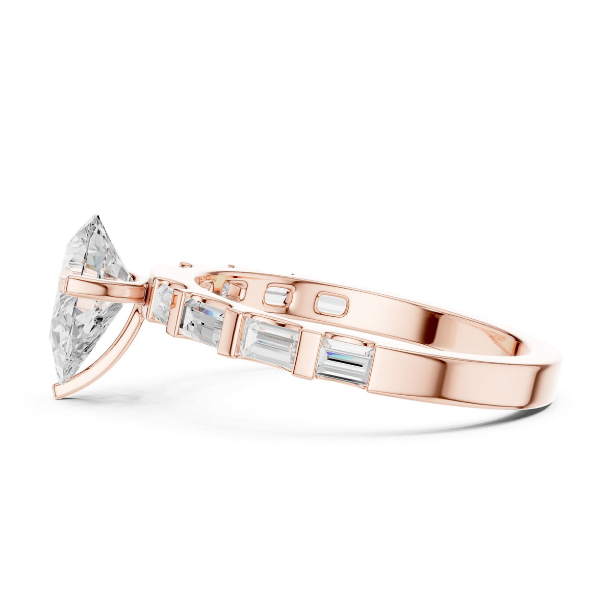 Pear Accented Lab Grown Diamond Engagement Ring