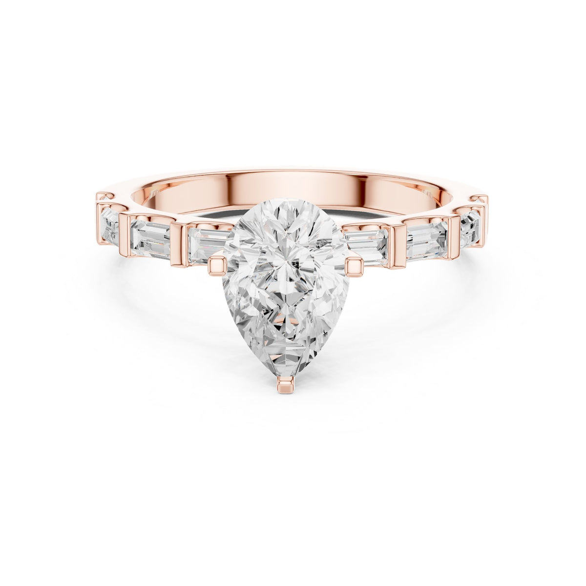 Pear Accented Lab Grown Diamond Engagement Ring