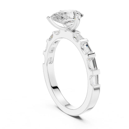 Pear Accented Lab Grown Diamond Engagement Ring