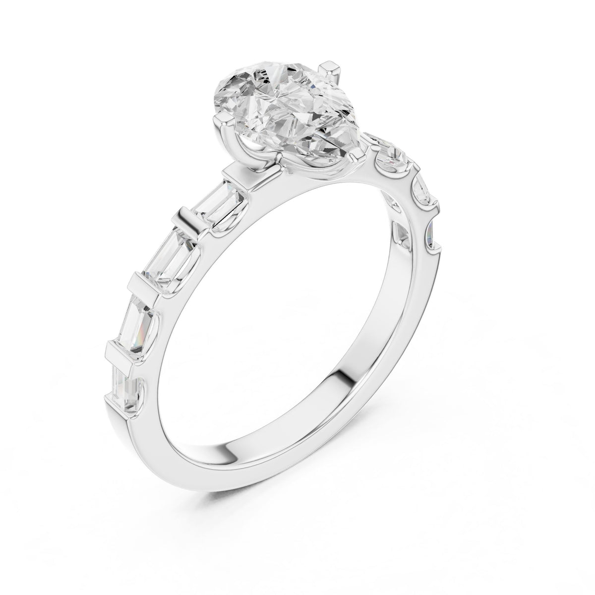 Pear Accented Lab Grown Diamond Engagement Ring