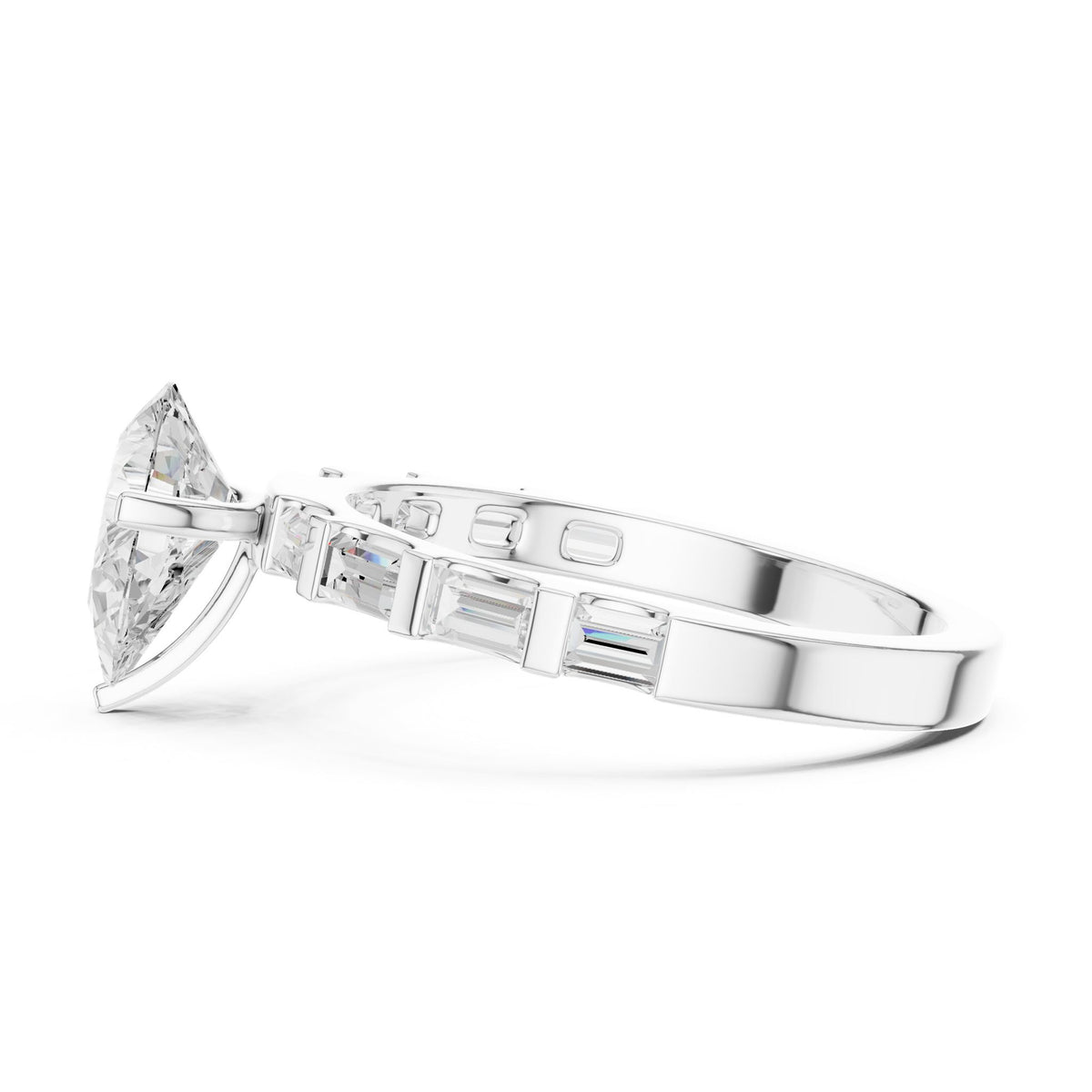Pear Accented Lab Grown Diamond Engagement Ring