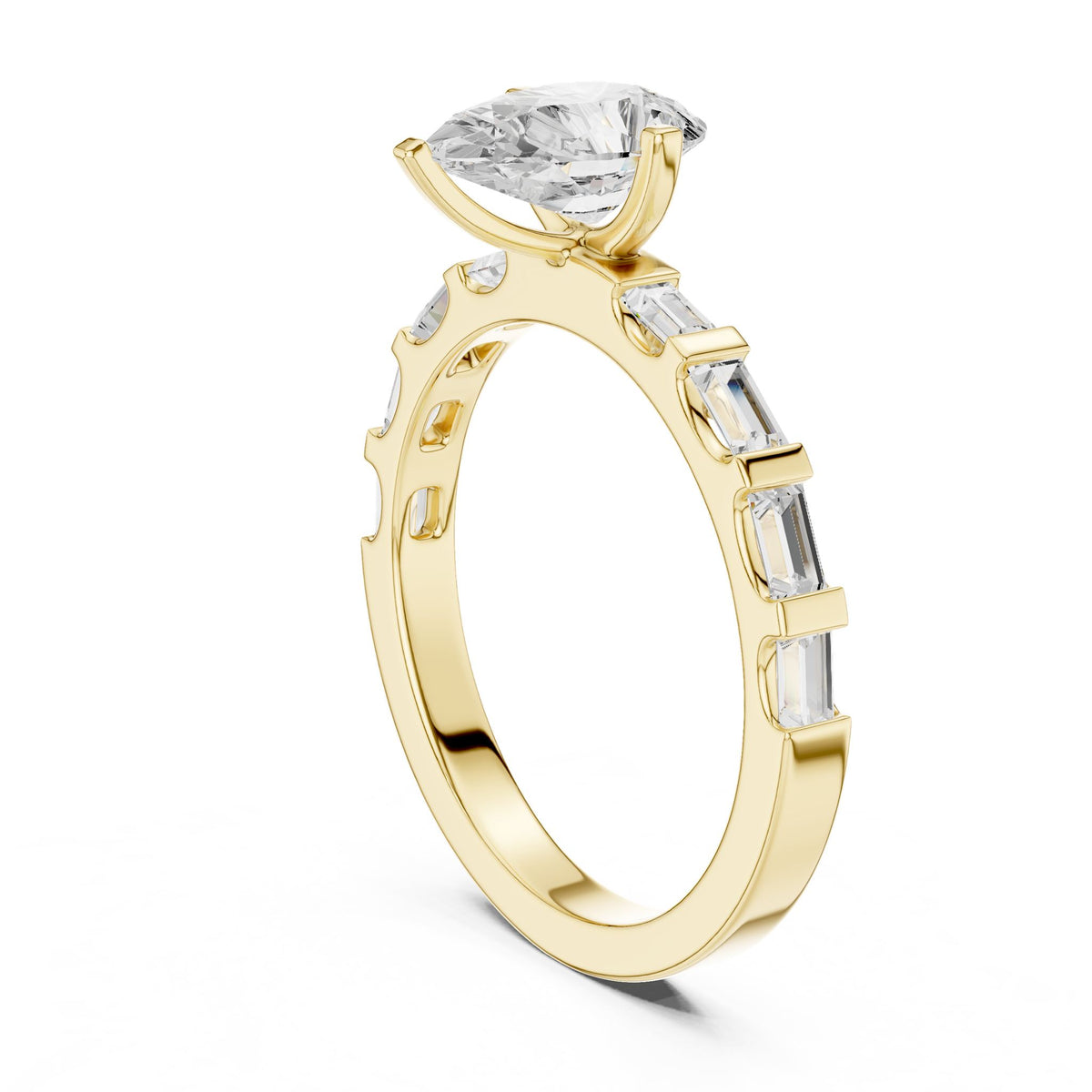 Pear Accented Lab Grown Diamond Engagement Ring