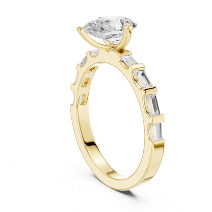 Pear Accented Lab Grown Diamond Engagement Ring