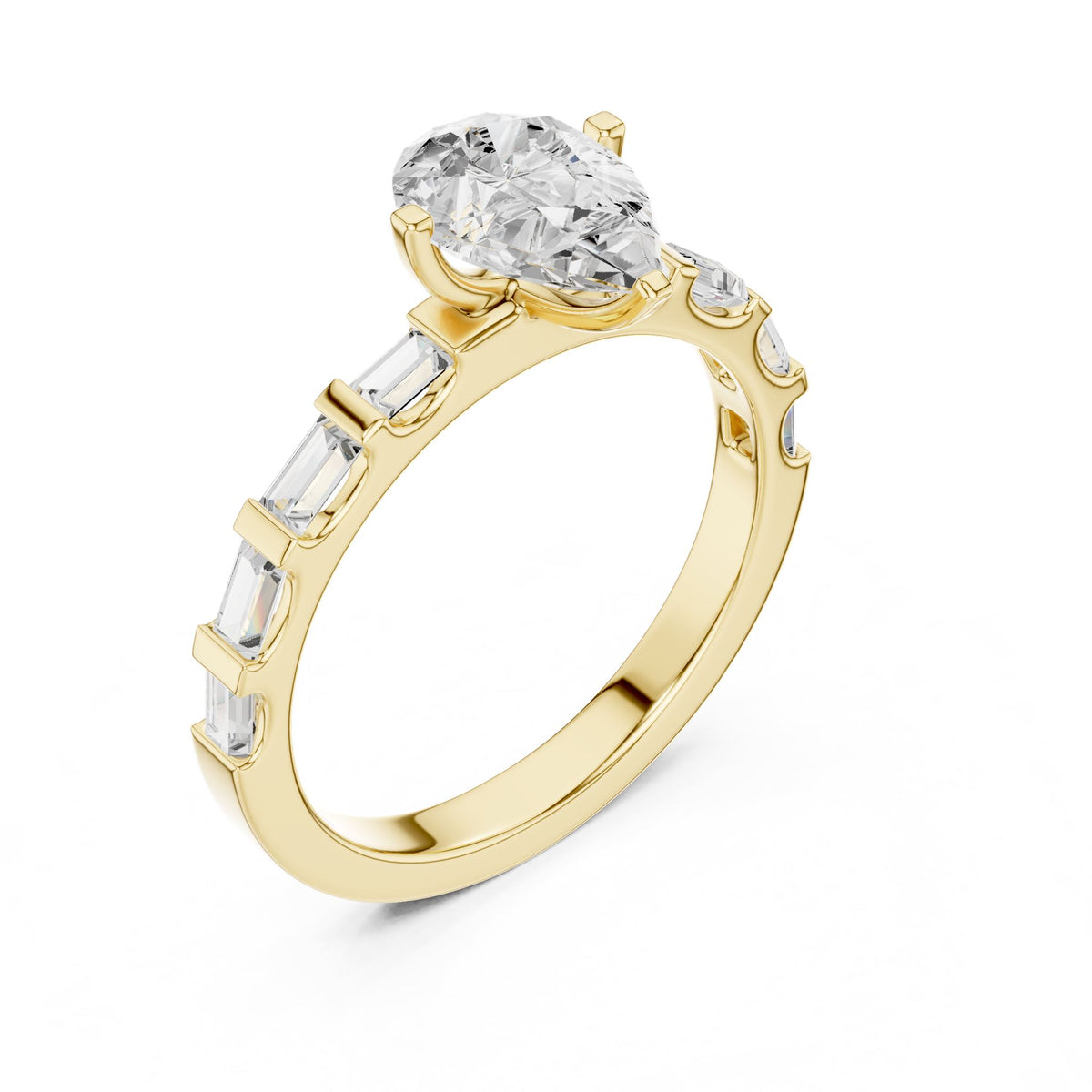 Pear Accented Lab Grown Diamond Engagement Ring