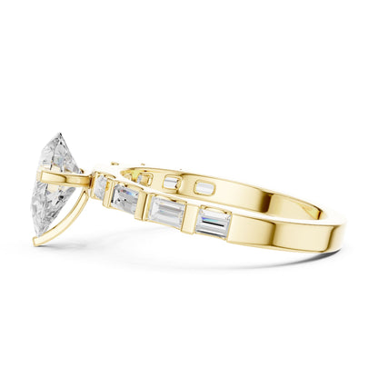 Pear Accented Lab Grown Diamond Engagement Ring