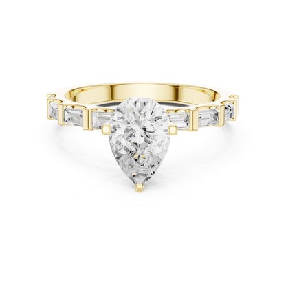 Pear Accented Lab Grown Diamond Engagement Ring