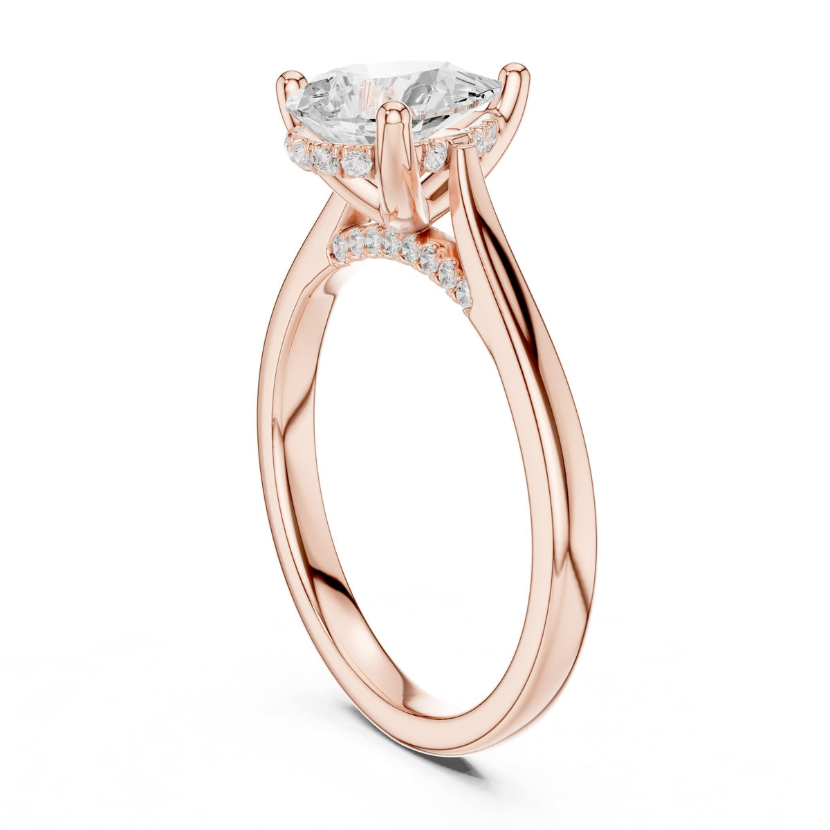 Pear Accented Lab Grown Diamond Engagement Ring