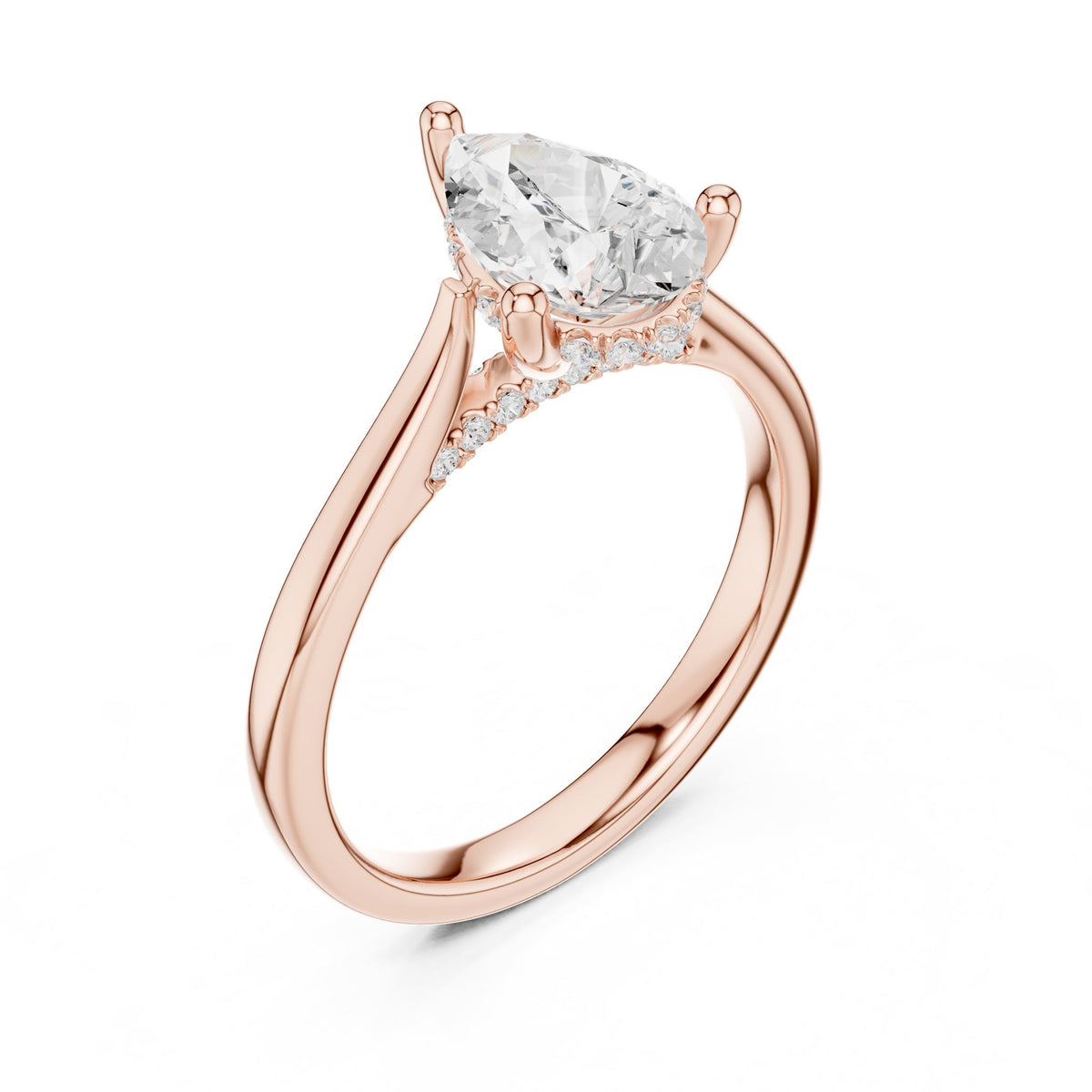 Pear Accented Lab Grown Diamond Engagement Ring