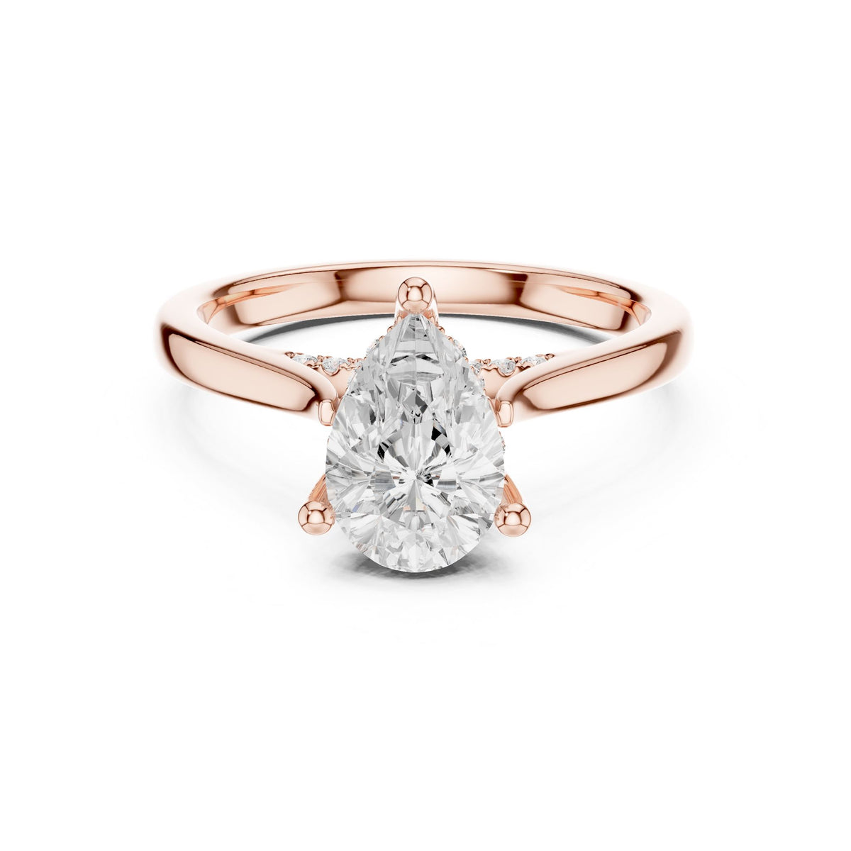 Pear Accented Lab Grown Diamond Engagement Ring