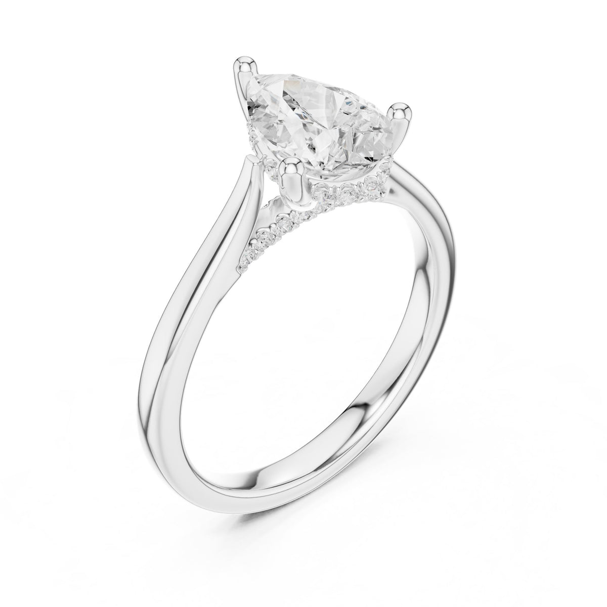 Pear Accented Lab Grown Diamond Engagement Ring