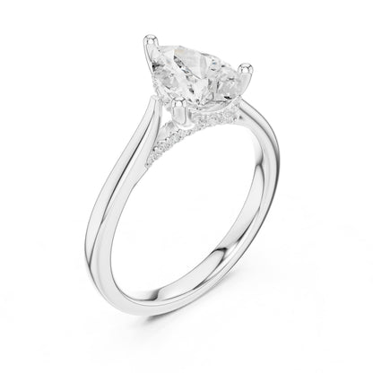 Pear Accented Lab Grown Diamond Engagement Ring
