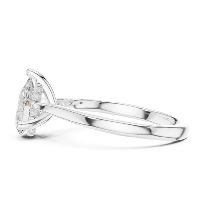 Pear Accented Lab Grown Diamond Engagement Ring