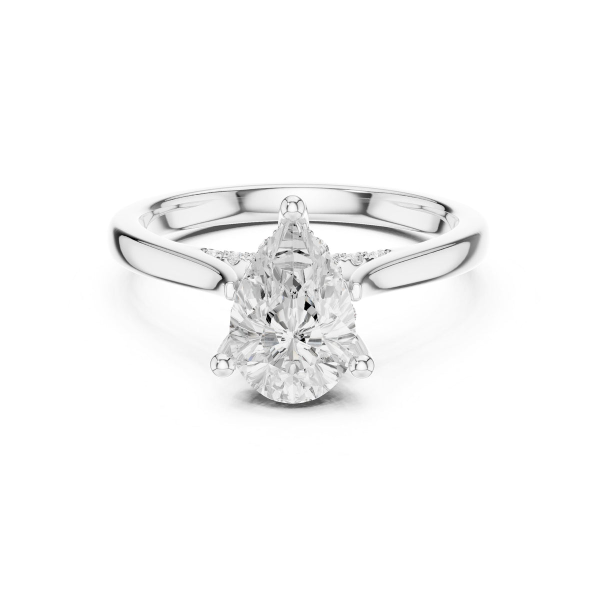 Pear Accented Lab Grown Diamond Engagement Ring