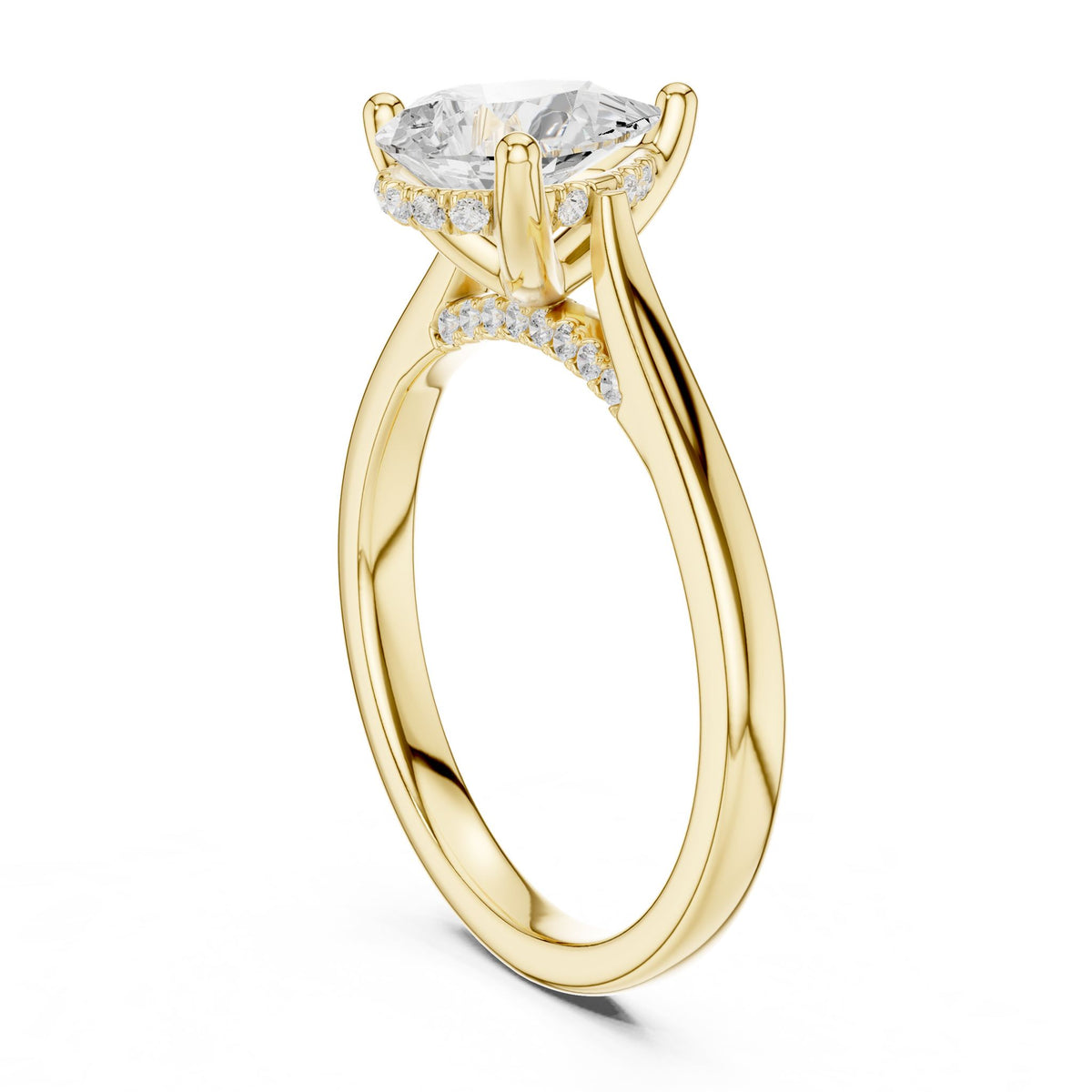 Pear Accented Lab Grown Diamond Engagement Ring