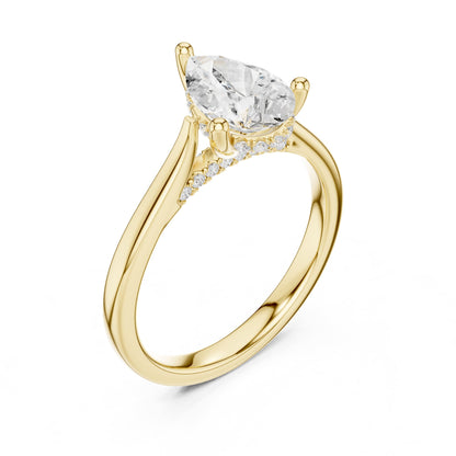 Pear Accented Lab Grown Diamond Engagement Ring