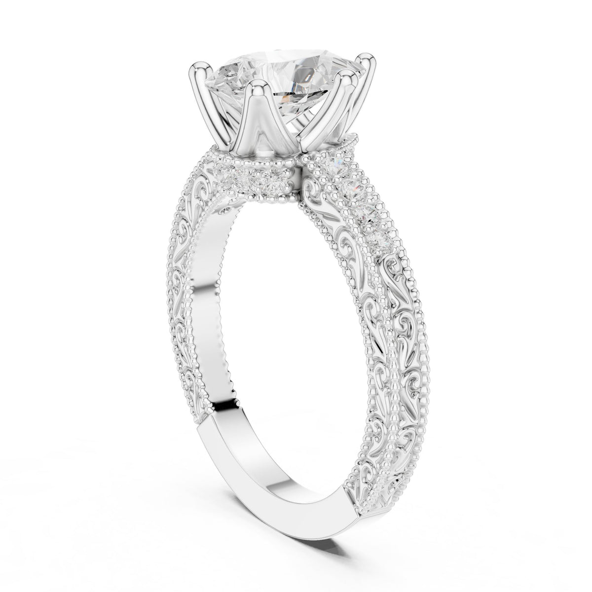 Pear Accented Lab Grown Diamond Engagement Ring