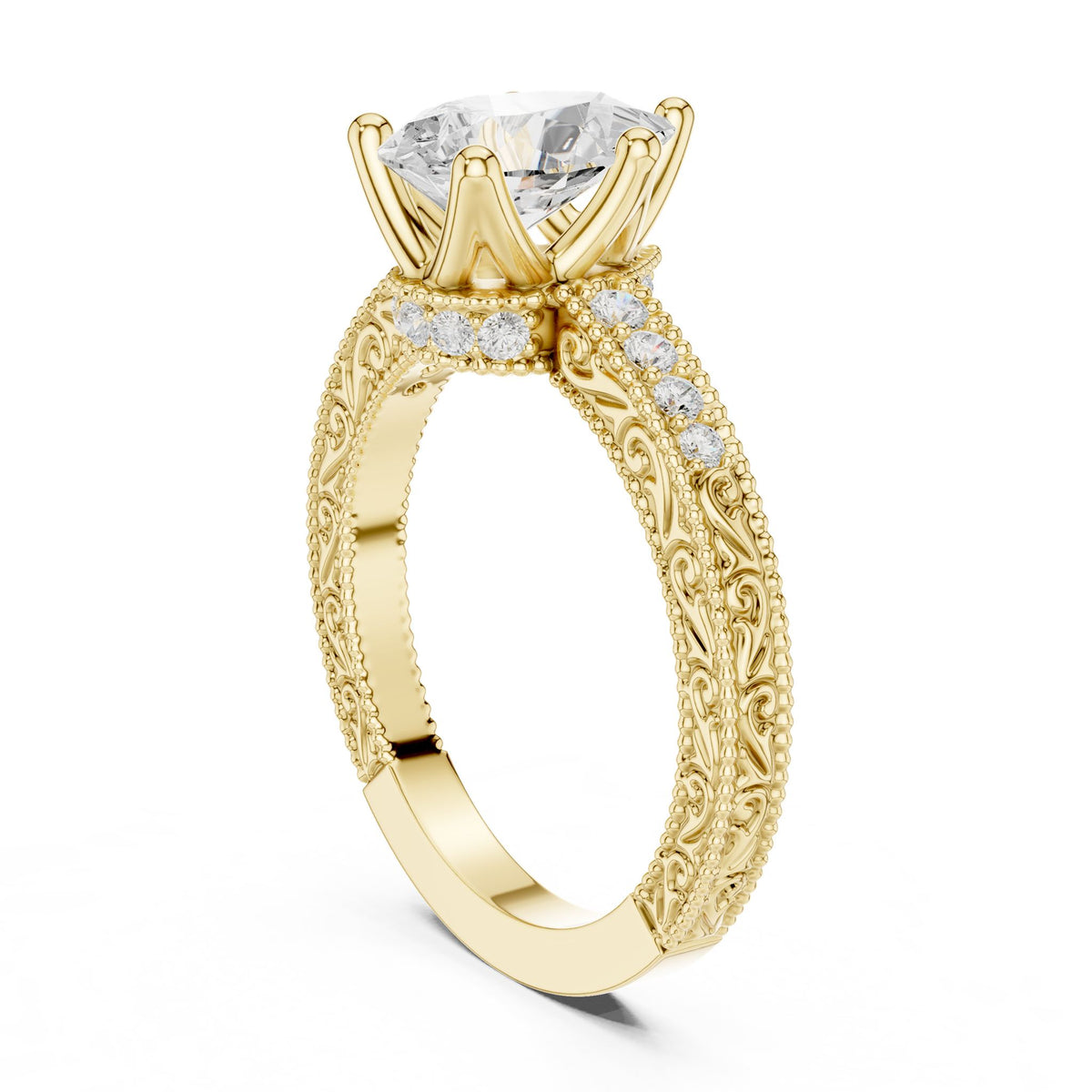 Pear Accented Lab Grown Diamond Engagement Ring