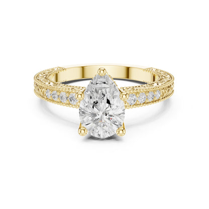 Pear Accented Lab Grown Diamond Engagement Ring