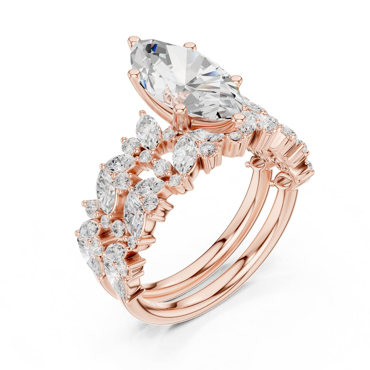 Pear Accented Lab Grown Diamond Engagement Ring
