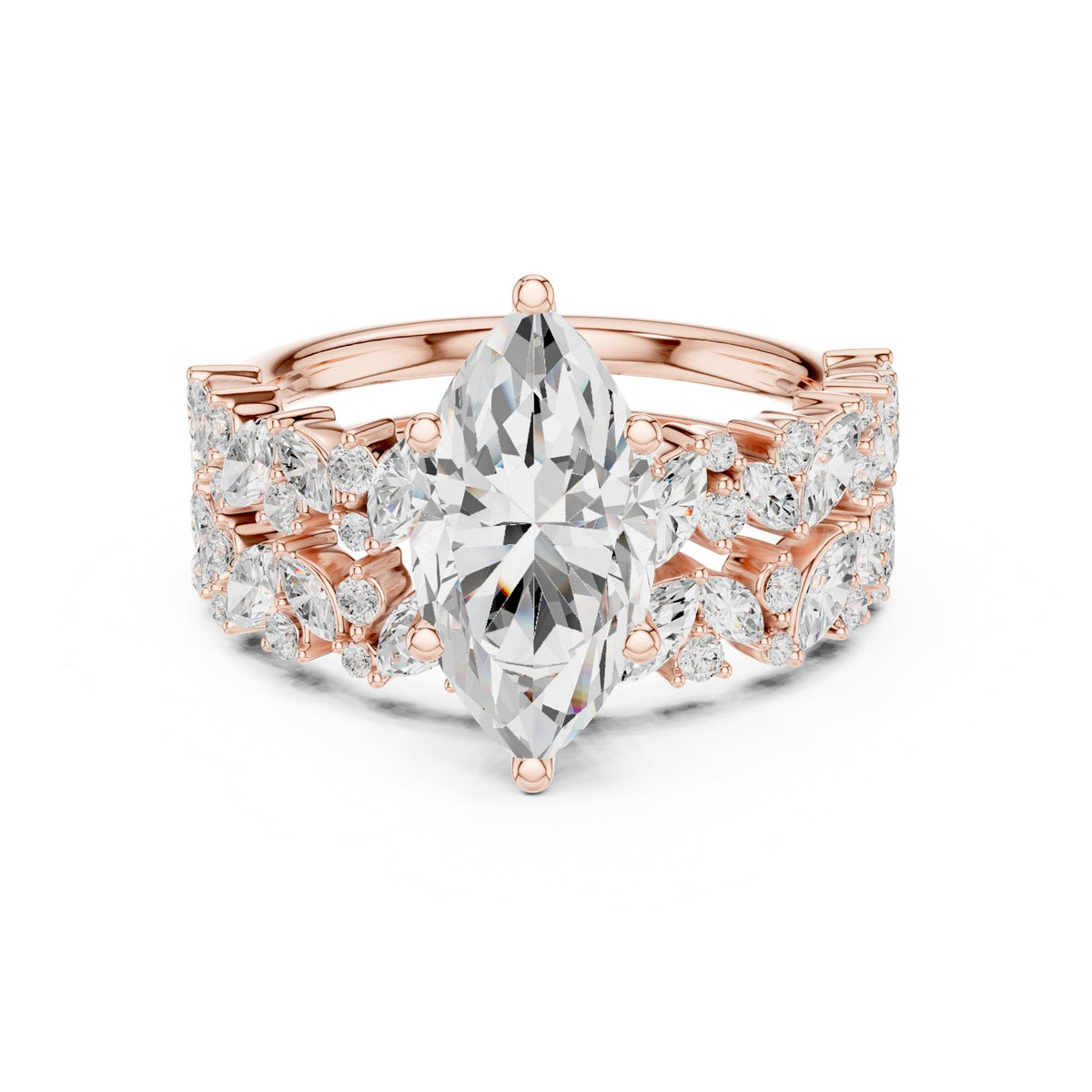 Pear Accented Lab Grown Diamond Engagement Ring