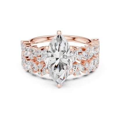 Pear Accented Lab Grown Diamond Engagement Ring