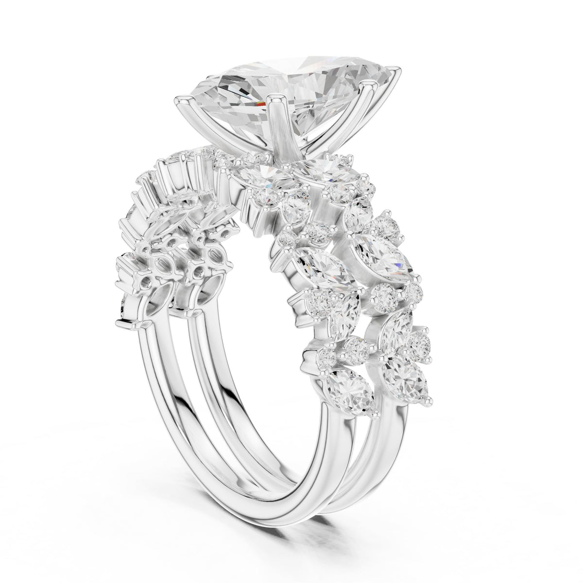 Pear Accented Lab Grown Diamond Engagement Ring
