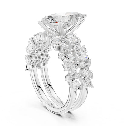 Pear Accented Lab Grown Diamond Engagement Ring