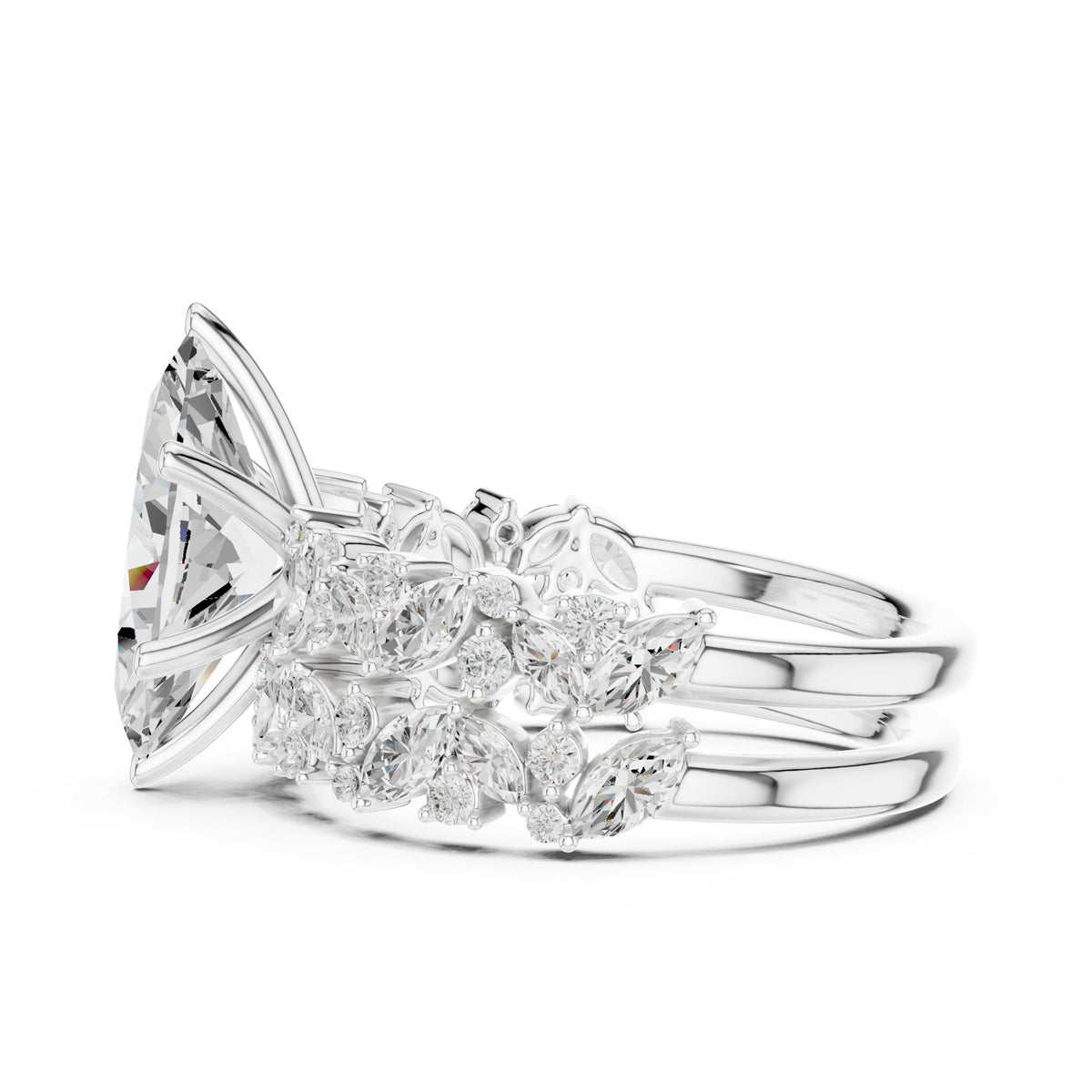 Pear Accented Lab Grown Diamond Engagement Ring