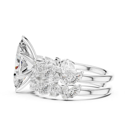 Pear Accented Lab Grown Diamond Engagement Ring