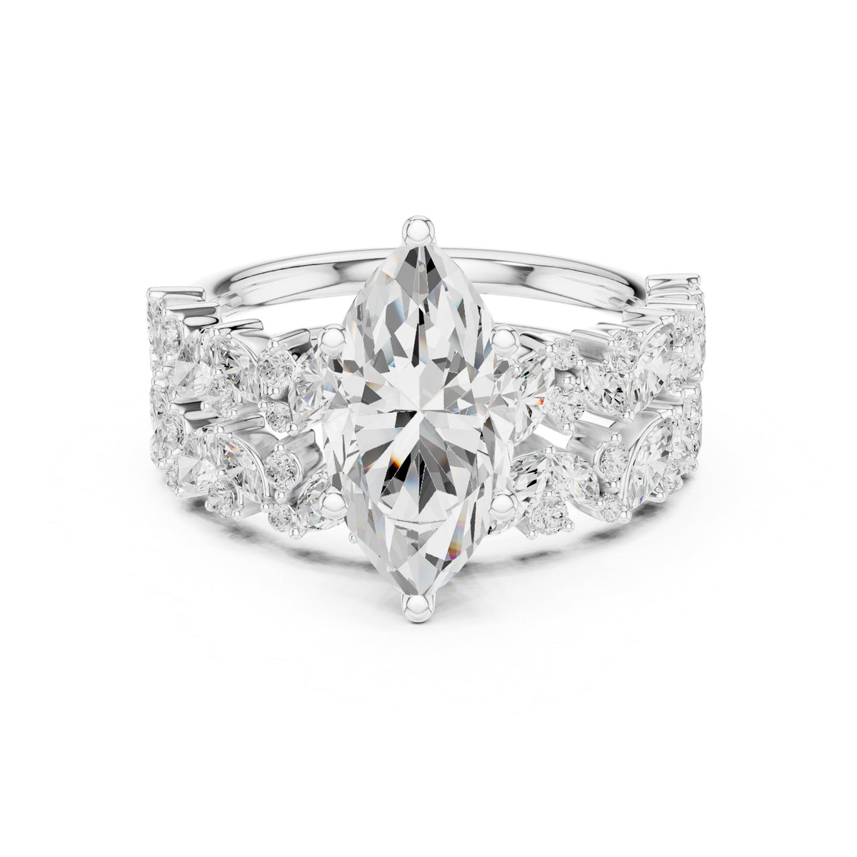 Pear Accented Lab Grown Diamond Engagement Ring