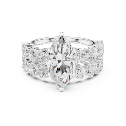 Pear Accented Lab Grown Diamond Engagement Ring