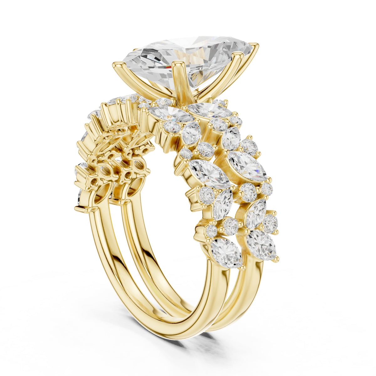 Pear Accented Lab Grown Diamond Engagement Ring