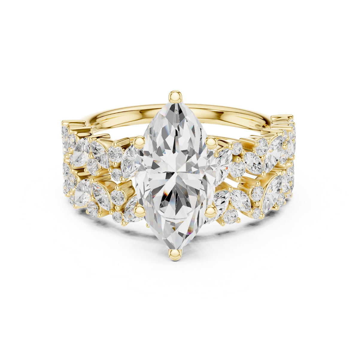 Pear Accented Lab Grown Diamond Engagement Ring