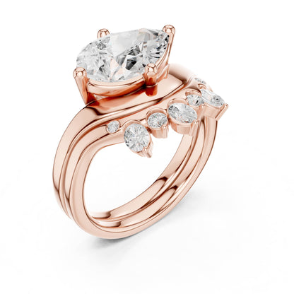 Pear Accented Lab Grown Diamond Engagement Ring